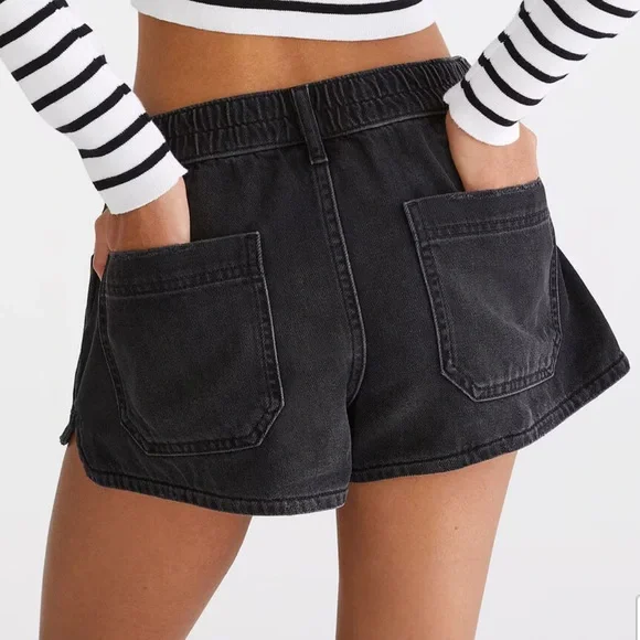 Aeropostale Pull-On Denim Shorty Shorts Black - Picture 2 of 6